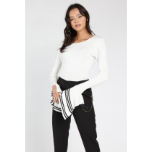 3/$25 Long Bell Sleeve Top w/Varsity Stripes - Picture 4 of 8